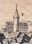 Ratusz, fragment panoramy Meriana, 1650 r.